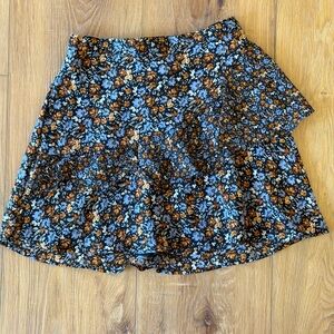 Japna Blue and Brown Floral Skater Skirt